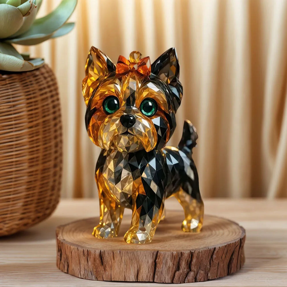 Creative Fake Crystal Animal Sculptures Resin Painted Animal Statue Mini Collectible Art Clear Statue for Home Office Bar Decor
