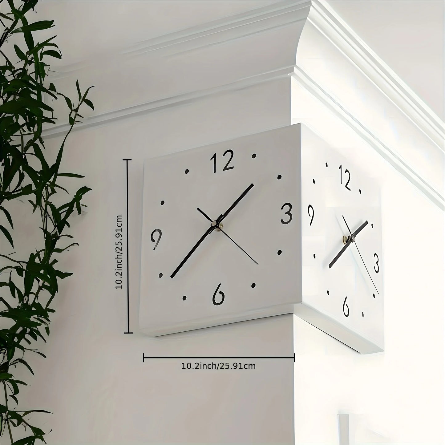 Corner Modern Wall Clock, Stylish Double-sided Luminous Wall Clock,
