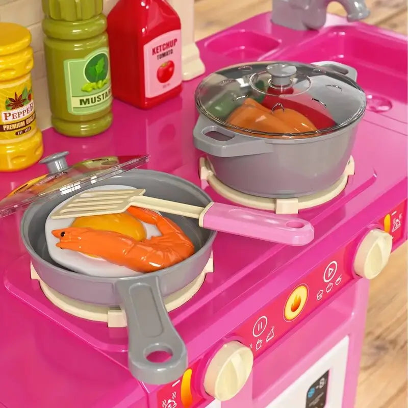 Kitchen Toys for Kids - Pretend Food- Realistic smoke and lighting, for Girls Boys Age 3+