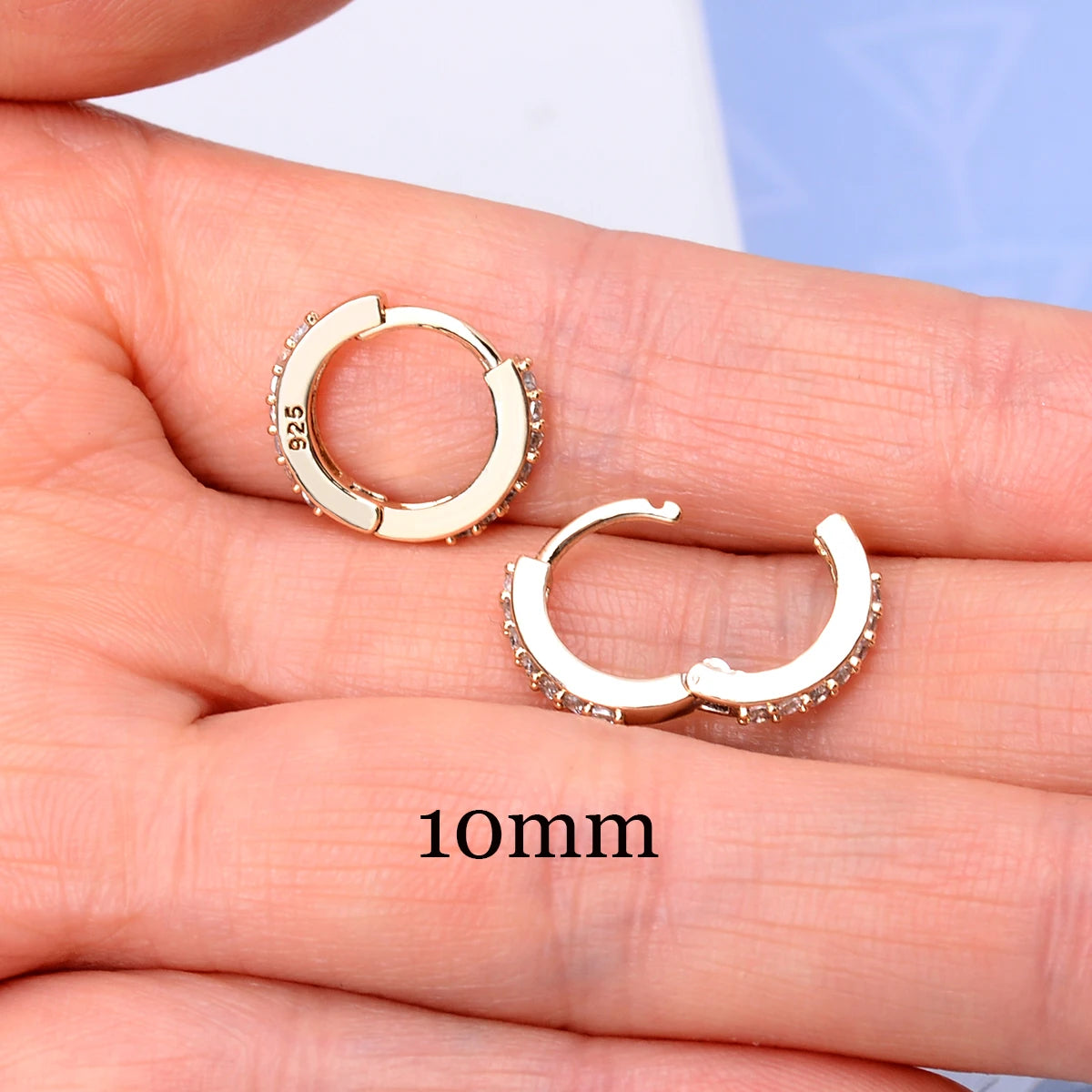 1Pair Stainless Steel Minimal Hoop Earrings - Crystal Zirconia -Small Huggie Thin Cartilage Earrings
