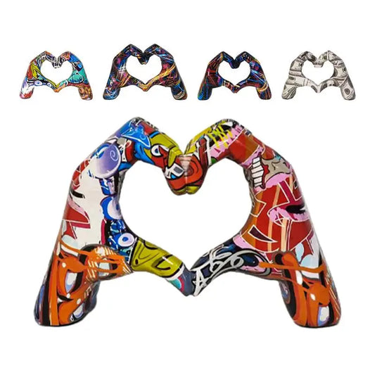 Creative Heart Gesture Sculpture Resin Abstract Hand Love Statue Figurines Wedding Home Living Room Desktop Decoration