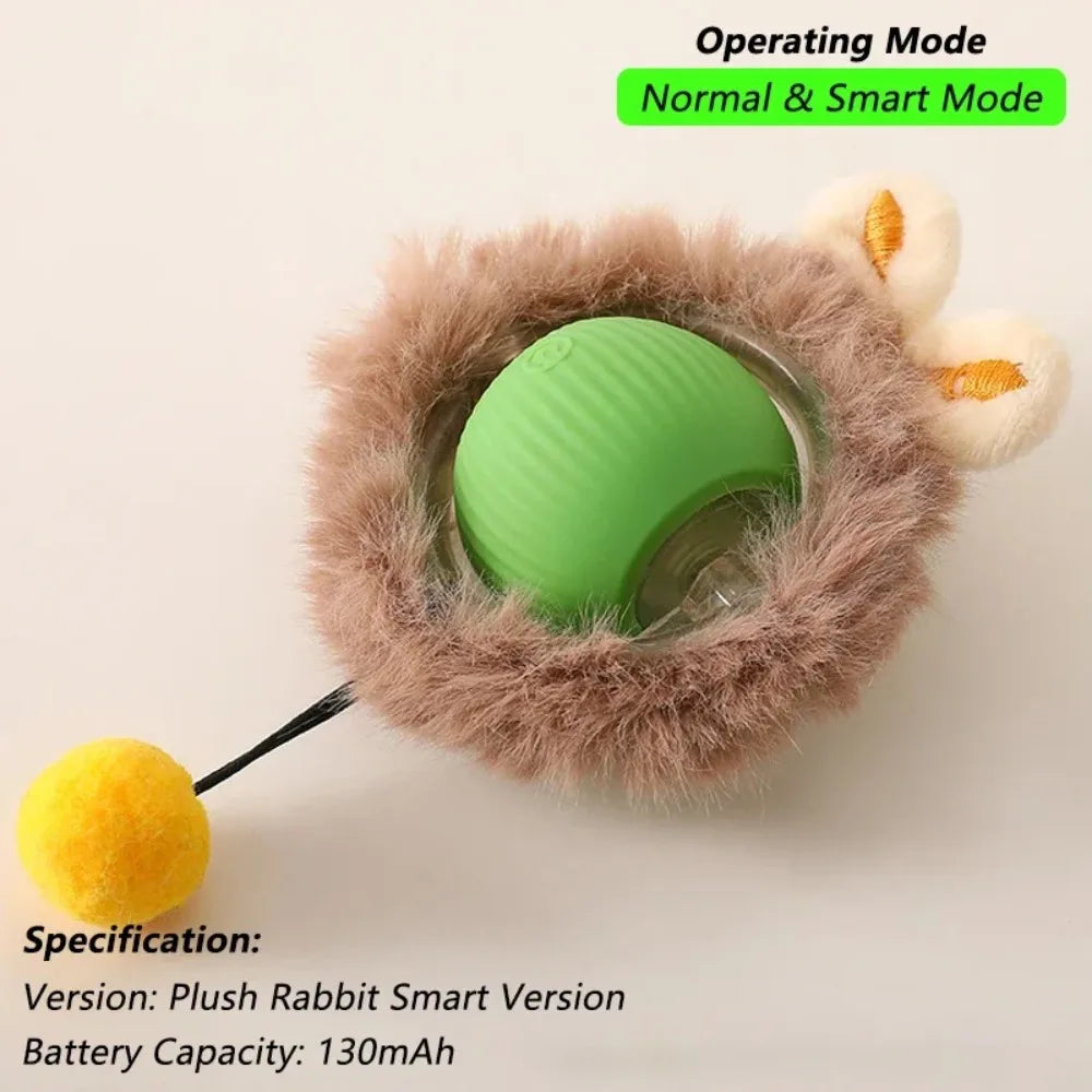 New Cat Interactive Ball Toy Automatic Rolling Ball - Faux Tail Rechargeable Smart Pet Electric Toy Dog