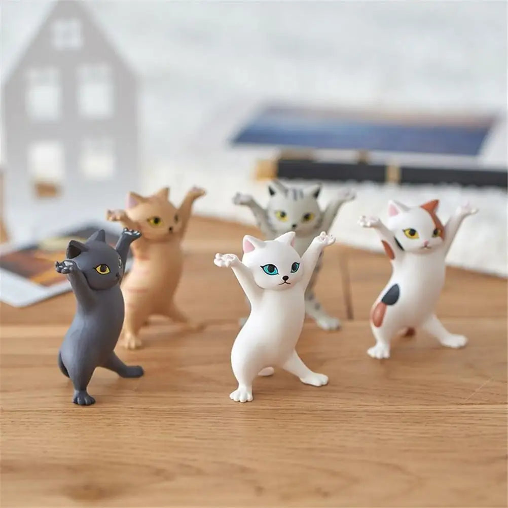5PCS Animal Raising Hands - Dancing Cat Model - Cat Figures Toys for Children Room