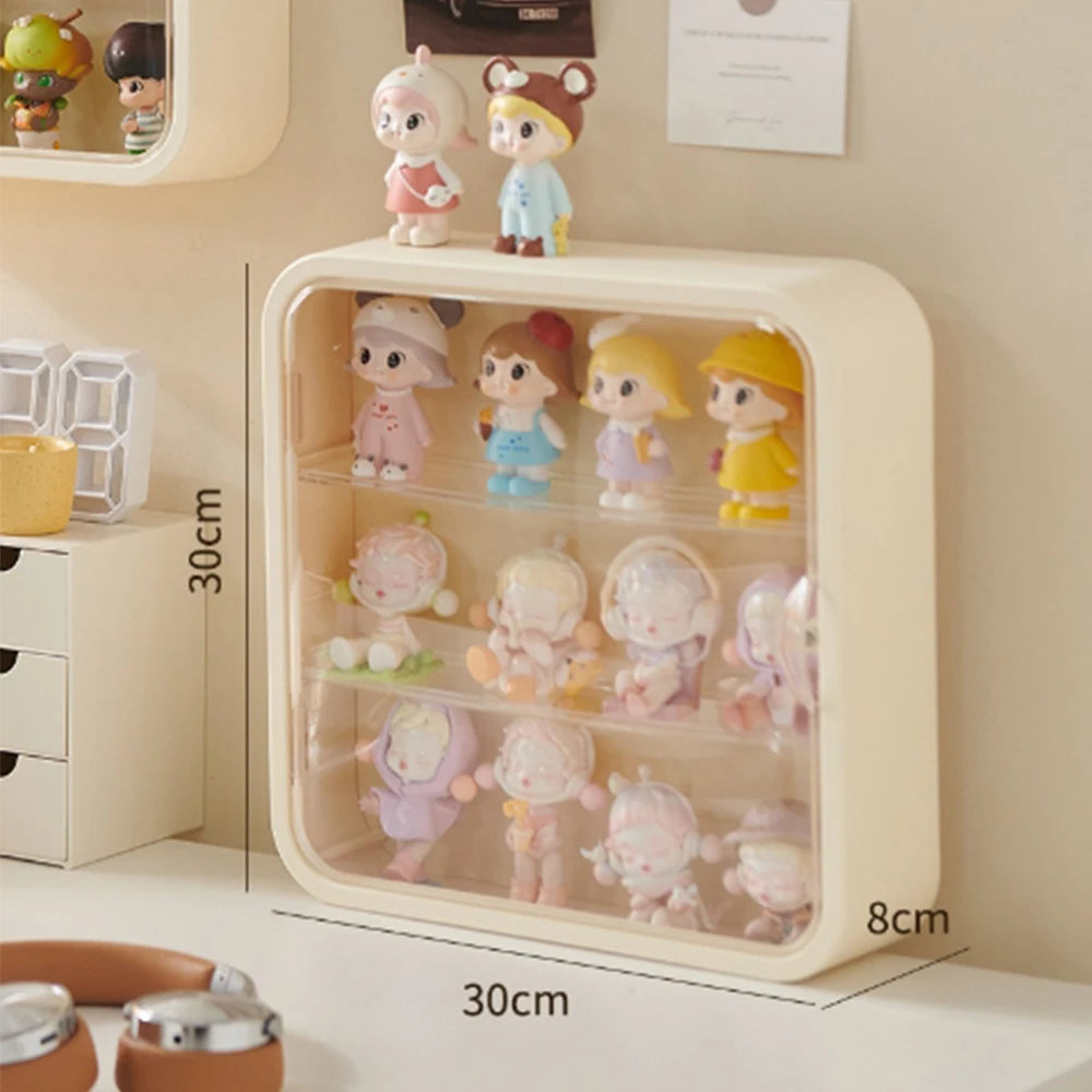 Clear Display Case for Figures, Wall-Mounted Doll Storage - 3Layer Storage Box