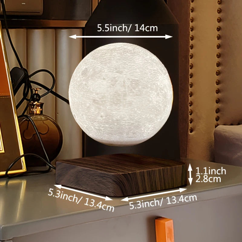Levitating Moon Table Lamp  -  Magnetic Floating Night Light With 3 Lighting Modes,