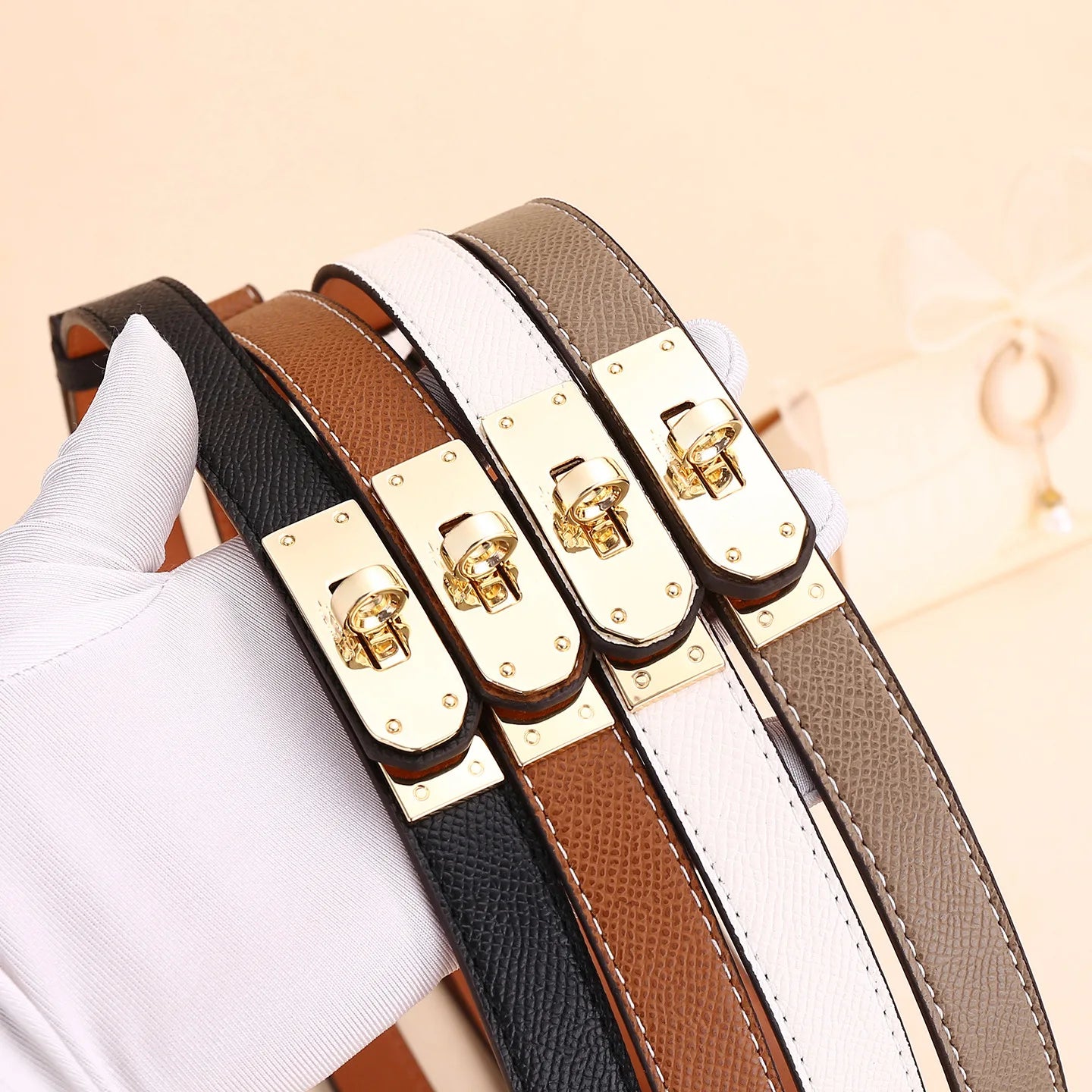 Adjustable Plutonium Leather Ladies Dress Accessories Slim Belts - Thin Women Belt Belts Alloy Buckle