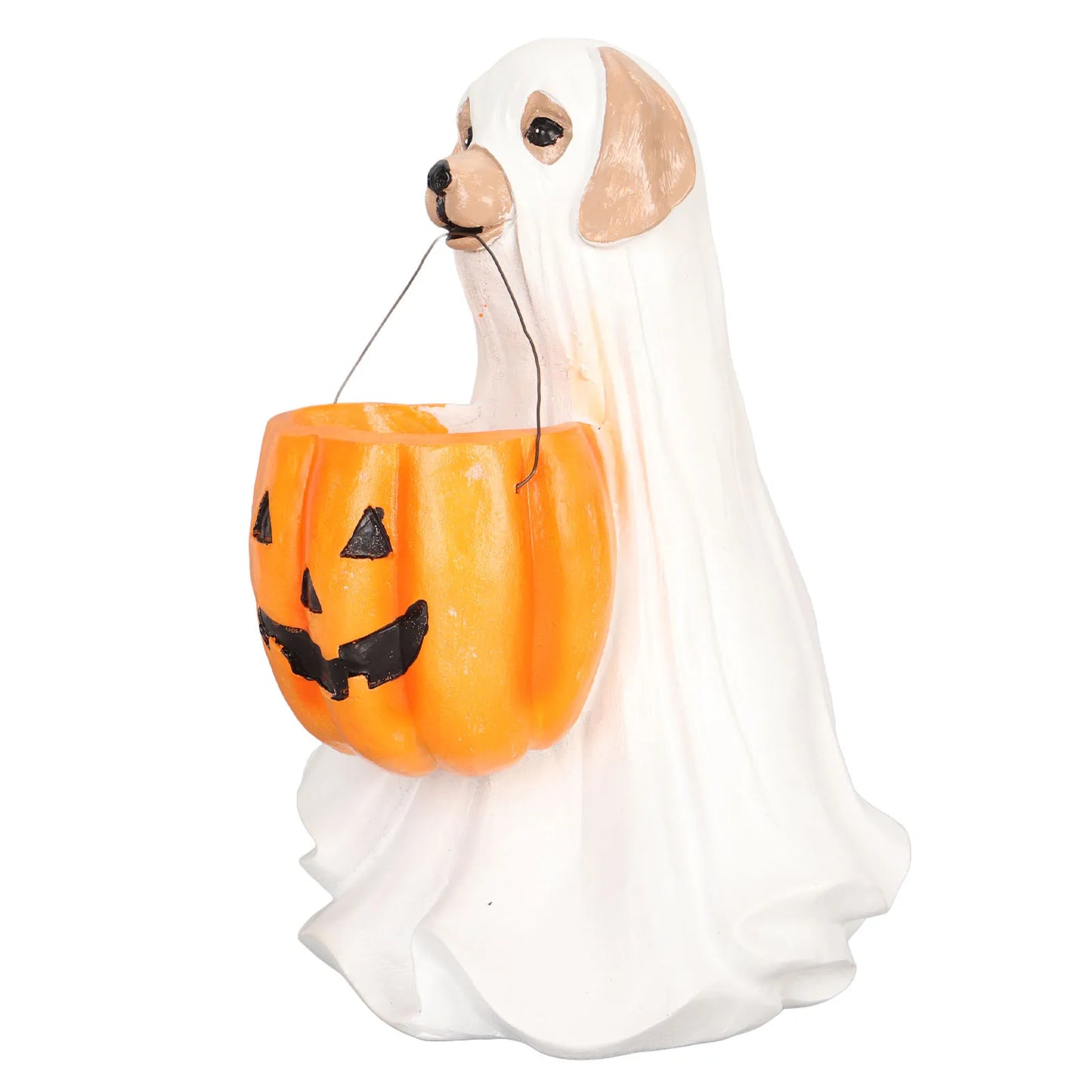 Halloween Ghost Dog Statue Resin Pumpkin Dog -  Cute Spooky Ghost Dog Figurine for Indoor Outdoor