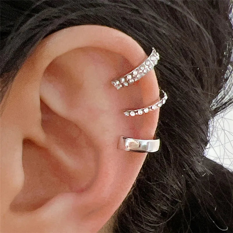 Fashion Zircon Double-layer Ear Cuff -  No Piercing Earring - Unique Metal Geometric Ear Clip for Women