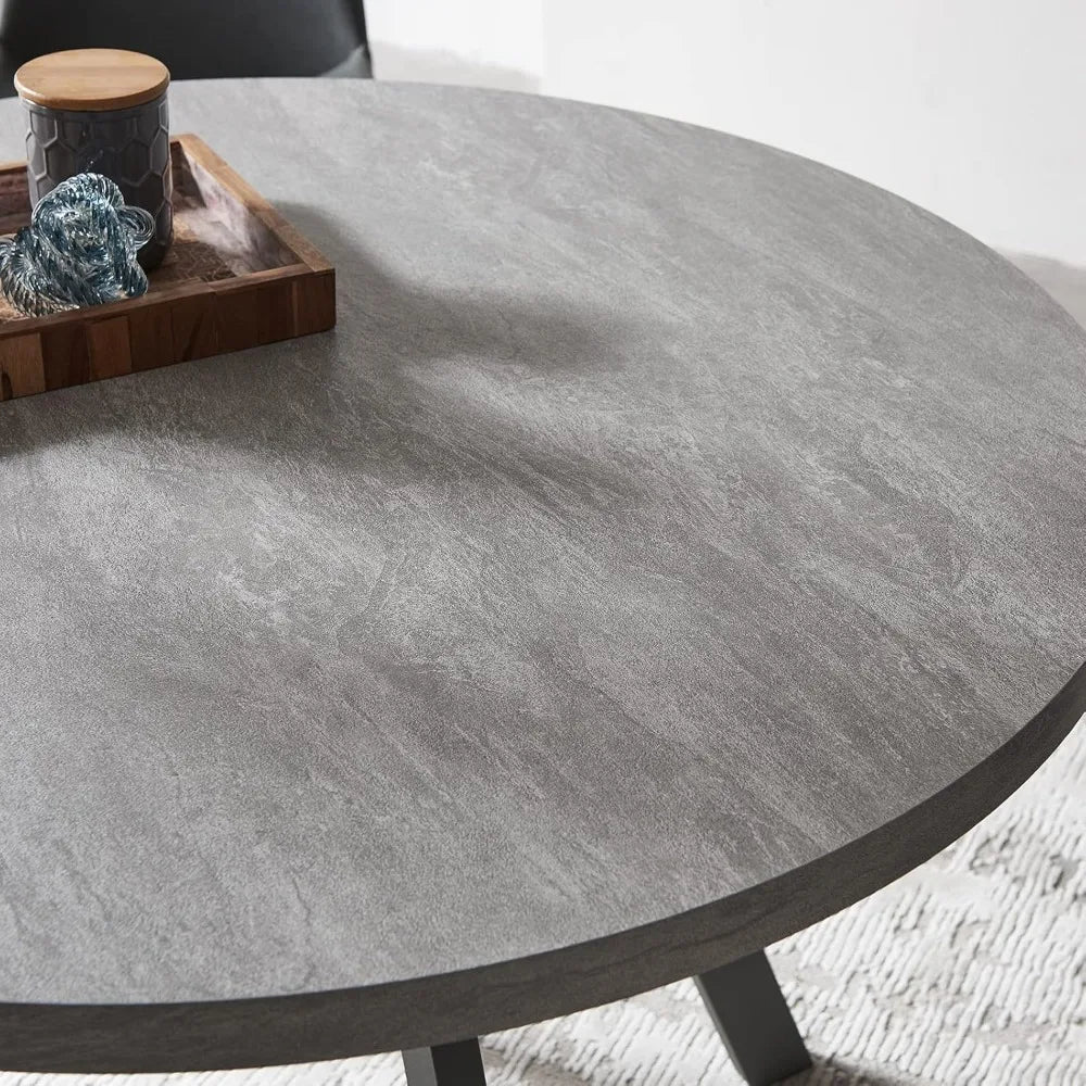 47"  Set, Modern Round Dining Table for 4-6 Person, Steel Legs