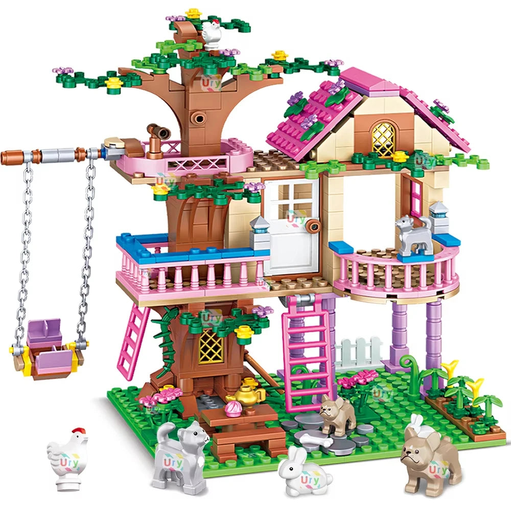 Friends City Tree House Summer Holiday - Villa Castle Building Blocks Sets - Figures Garden DIY - Toys for Kids Girl Birthday Gift