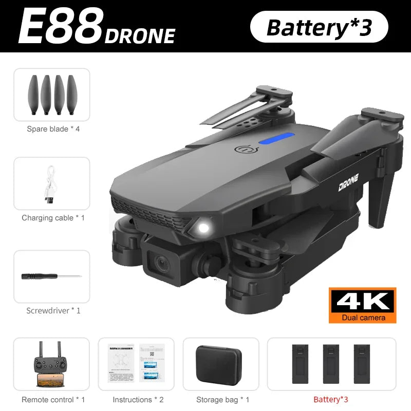 New E88 Pro WIFI FPV Drone Wide Angle - HD 4K Camera Height - Dron Helicopter