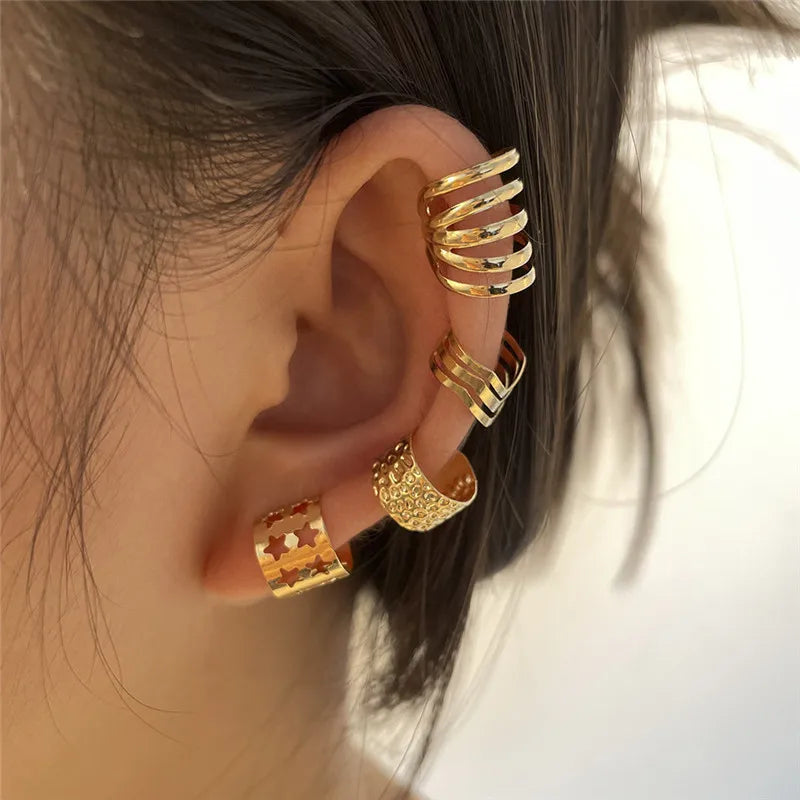 Fashion Zircon Double-layer Ear Cuff -  No Piercing Earring - Unique Metal Geometric Ear Clip for Women