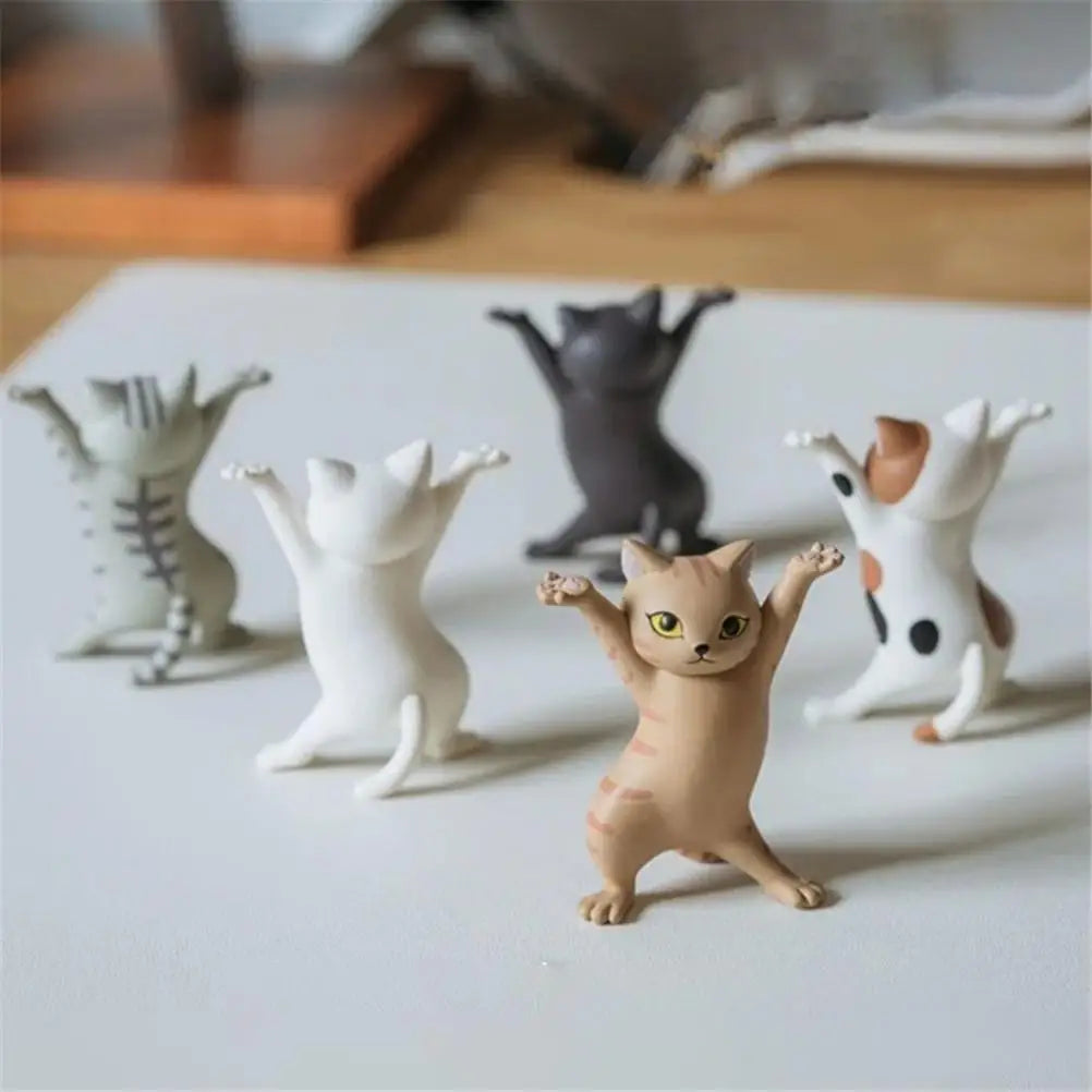 5PCS Animal Raising Hands - Dancing Cat Model - Cat Figures Toys for Children Room