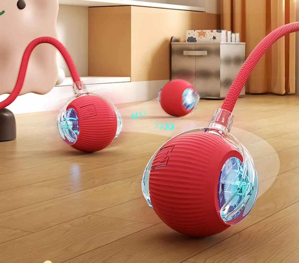 New Cat Interactive Ball Toy Automatic Rolling Ball - Faux Tail Rechargeable Smart Pet Electric Toy Dog