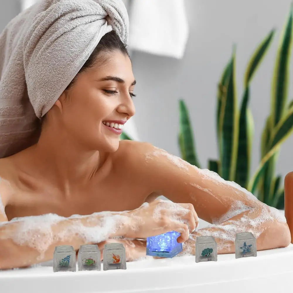 8PCS Bath Tub LED Light Up Cubes - Multicolor Bath Glow Cubes - Water Activated
