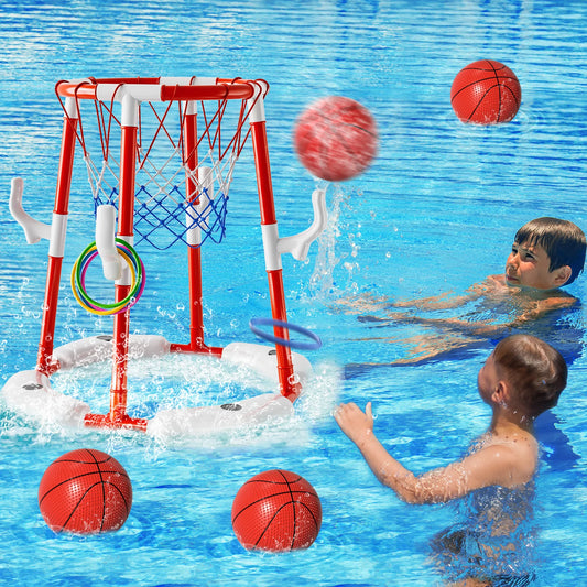 Summer Pool Basketball Hoop Toys, - Floating Basketball Pool Game - Swimming Floats Toys With 4 BallsToys