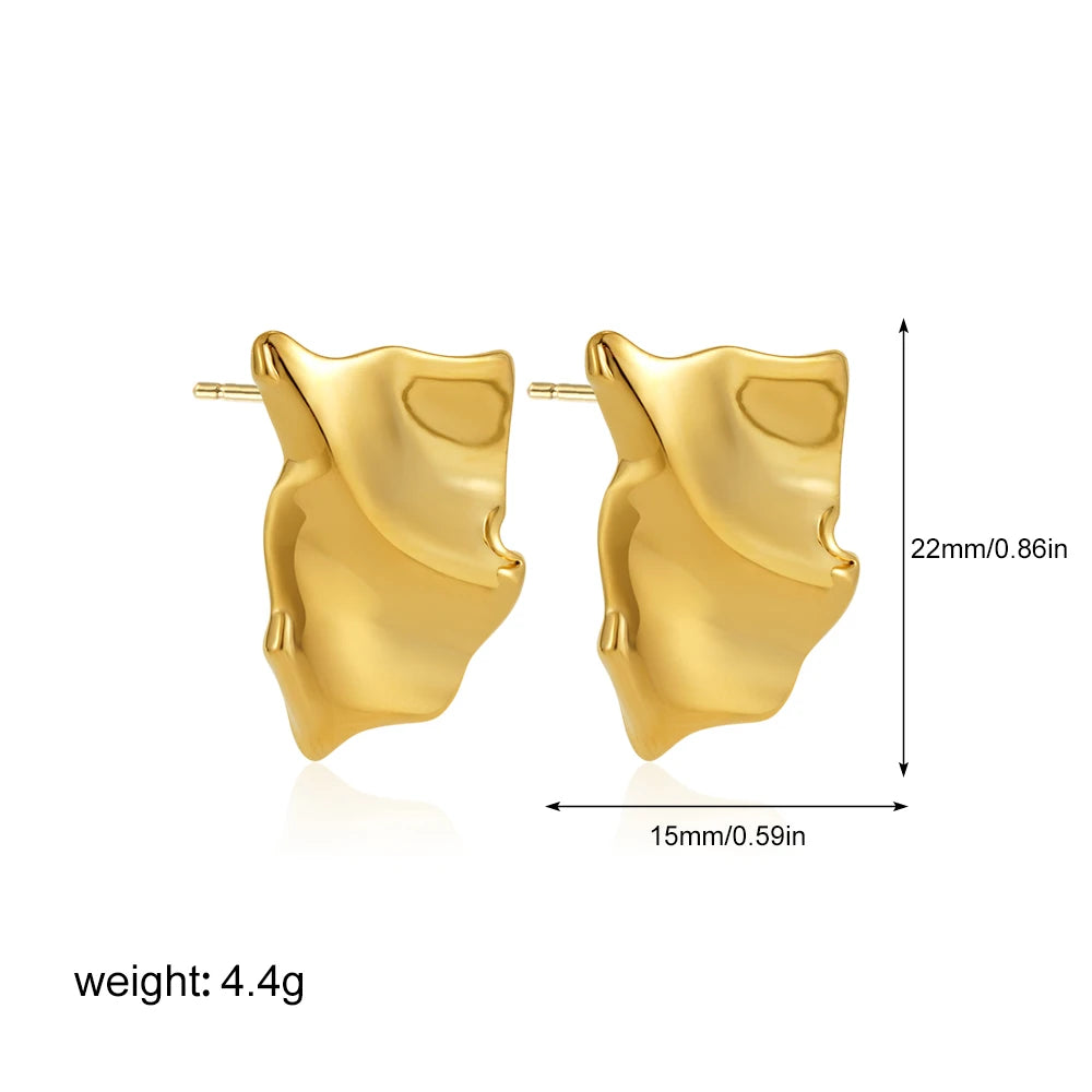 Fashion Glossy Three-Layer Textured Intersecting Knot Earrings for Women - Gold Color Stainless Steel Earring V