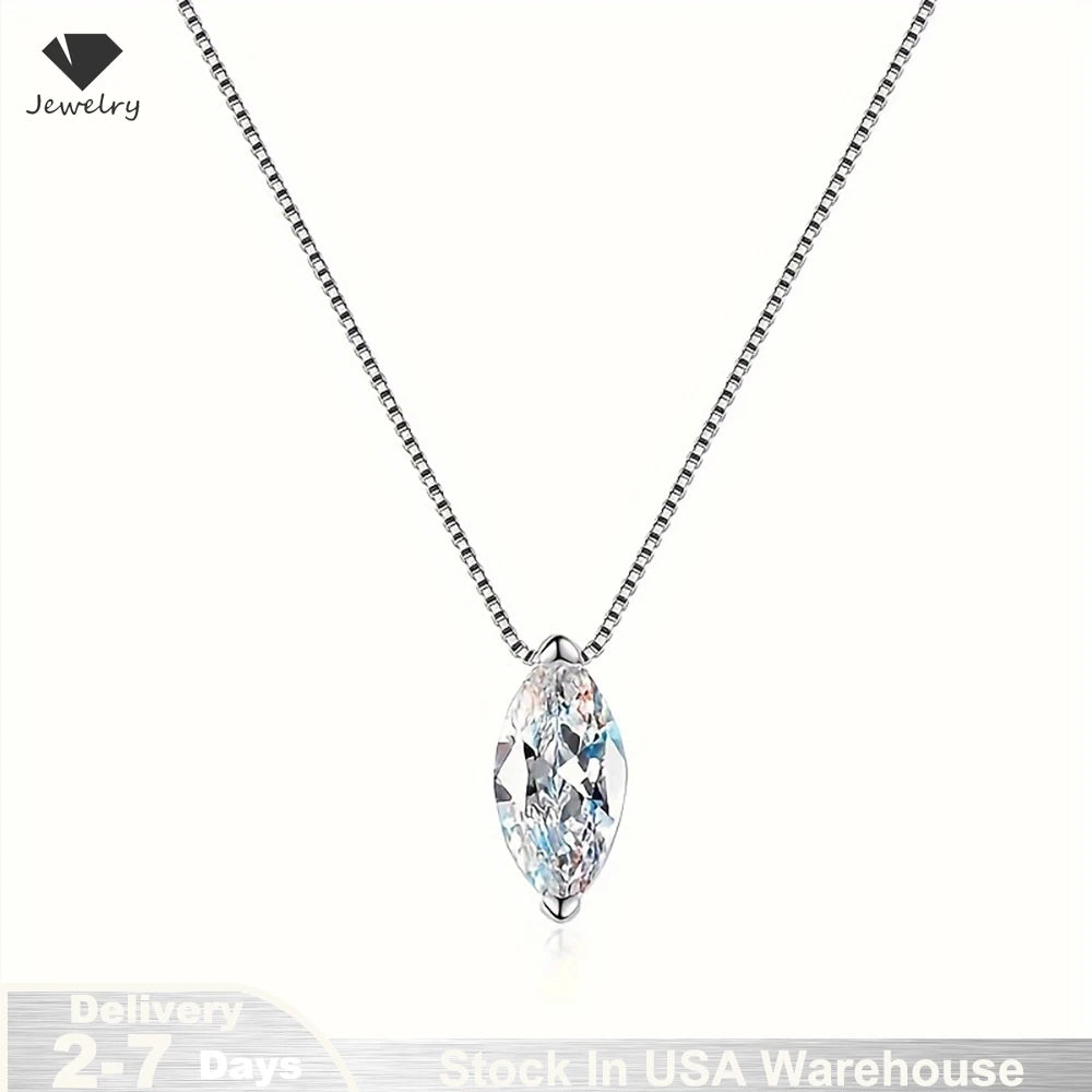 New 5*10mm 1CT Marquise Cut Moissanite Diamond Necklace