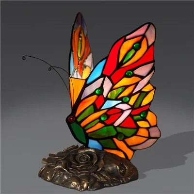 Tiffany Table Lamp Retro Stained Glass Butterfly Desk Lamp