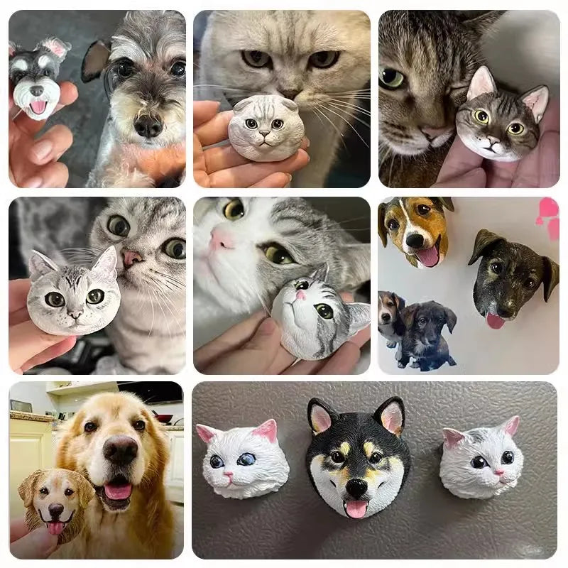 Dimensional Pet Cat Portrait - Pet Customized Refrigerator Magnet
