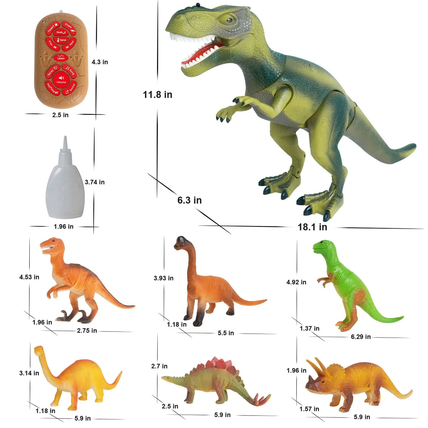 Remote Control Dinosaur - Toy Spray Walking Tyrannosaurus - Rex Roaring LED Light - Children Dinosaur
