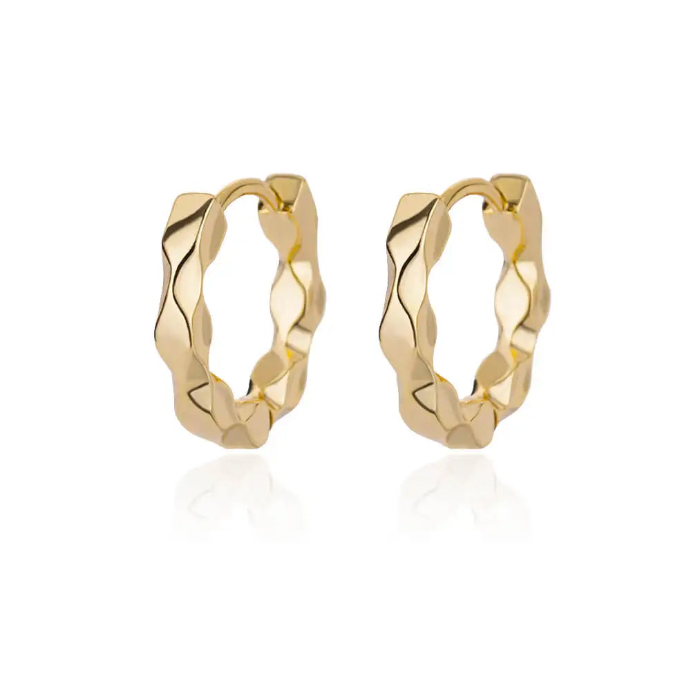 Zircon Round Hoop Earrings For Women - Gold Color Stainless Steel Earring