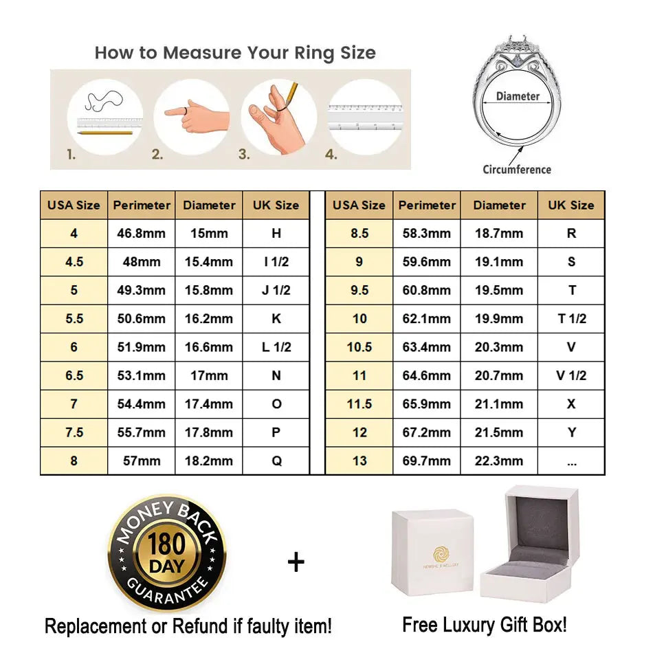 925 Silver Ring - Yellow Gold Jewelry -Luxury Solitaire Round Cubic Zircon Diamond Rings