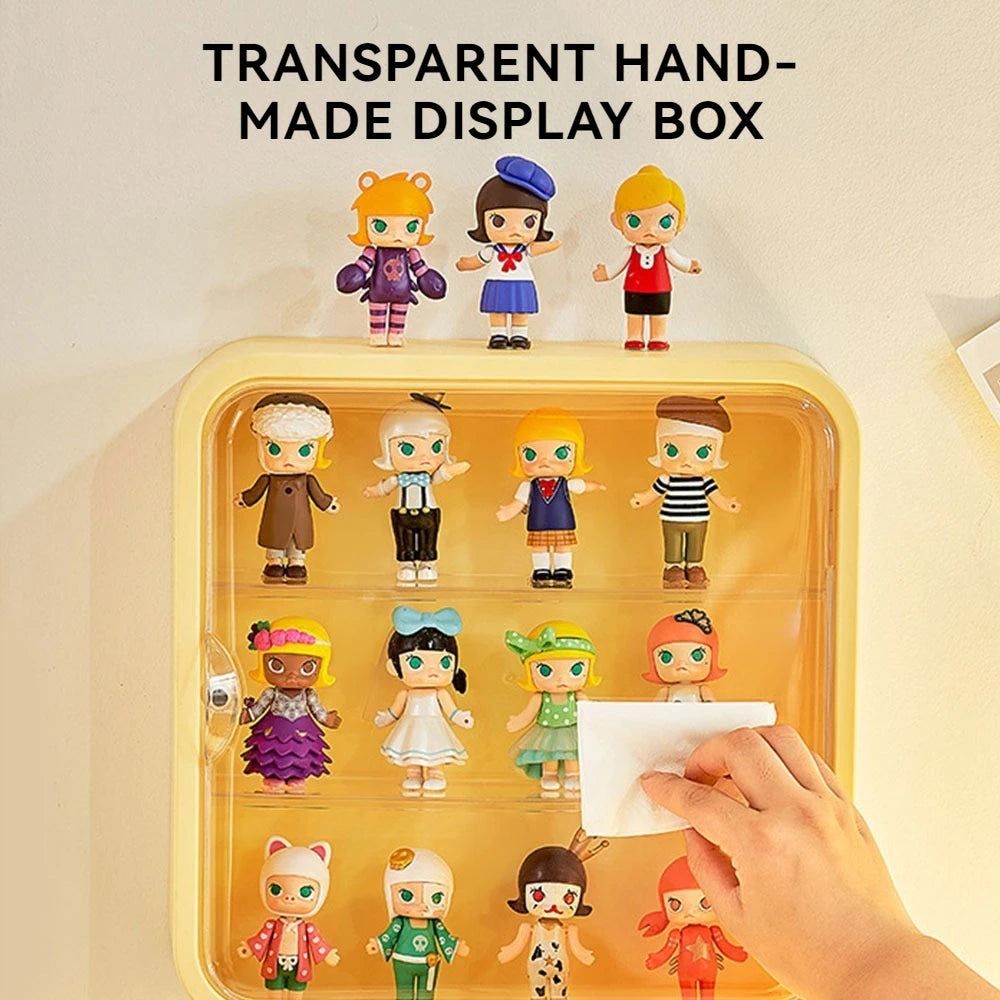 Clear Display Case for Figures, Wall-Mounted Doll Storage - 3Layer Storage Box