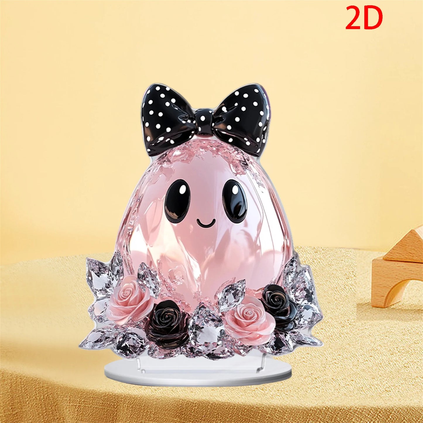 Halloween Party Decorations - Spooky Acrylic Crystal Pumpkin 2D - Flat Statue Ornament - Table Centerpiece for Home Décor