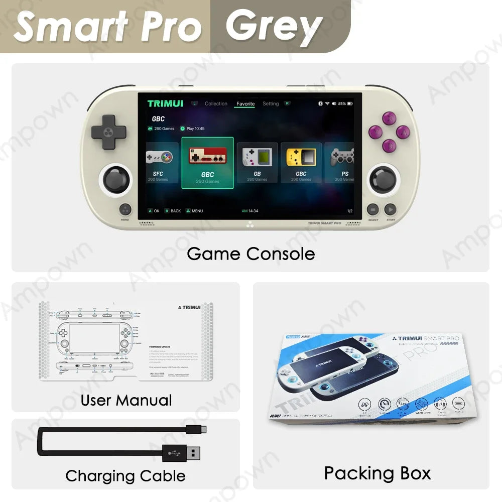 Trimui Smart Pro Handheld Game Console 4.96''- IPS Screen Linux System Joystick - RGB Lighting T