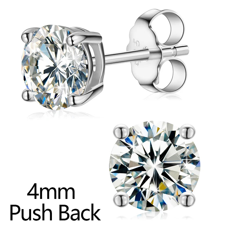 Classic Fashion Real Moissanite Stud Earrings For Women.  Sterling Silver Sparkling Engagement & Wedding Gifts