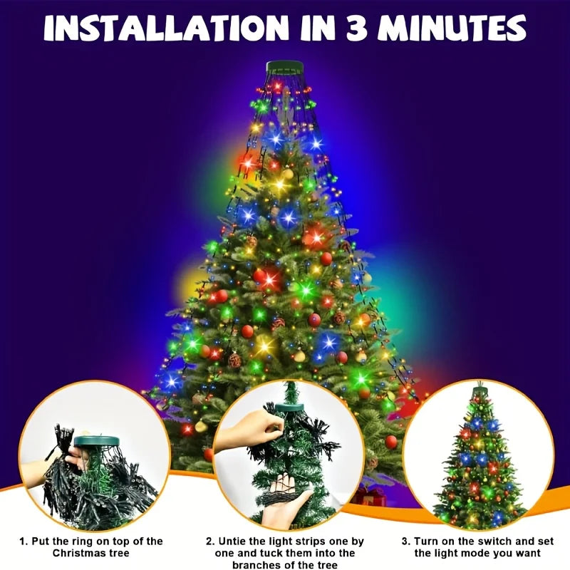 Smart WiFi APP Christmas Tree Light 400 LED Music Sync DIY Pattern Waterproof for Indoor Outdoor Christmas Tree Decoration Gift