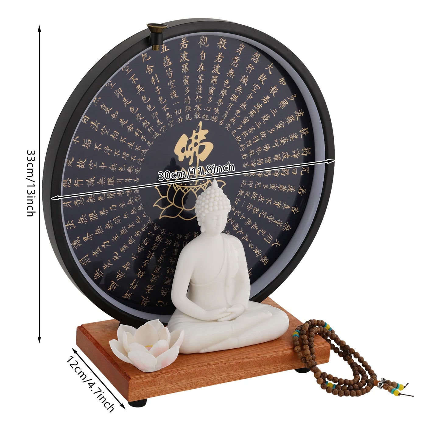 Buddha Statue  Decor White/Red/Yellow/Blue 11.8*4.7*13in with Circle LED Lamp