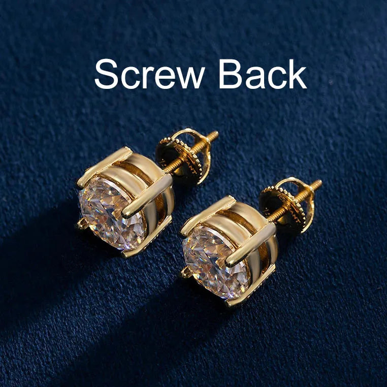 CUC 3-14MM AAAA Zircon Stud Earrings Screw/Push Back For Women -Men Fashion Trend Jewelry