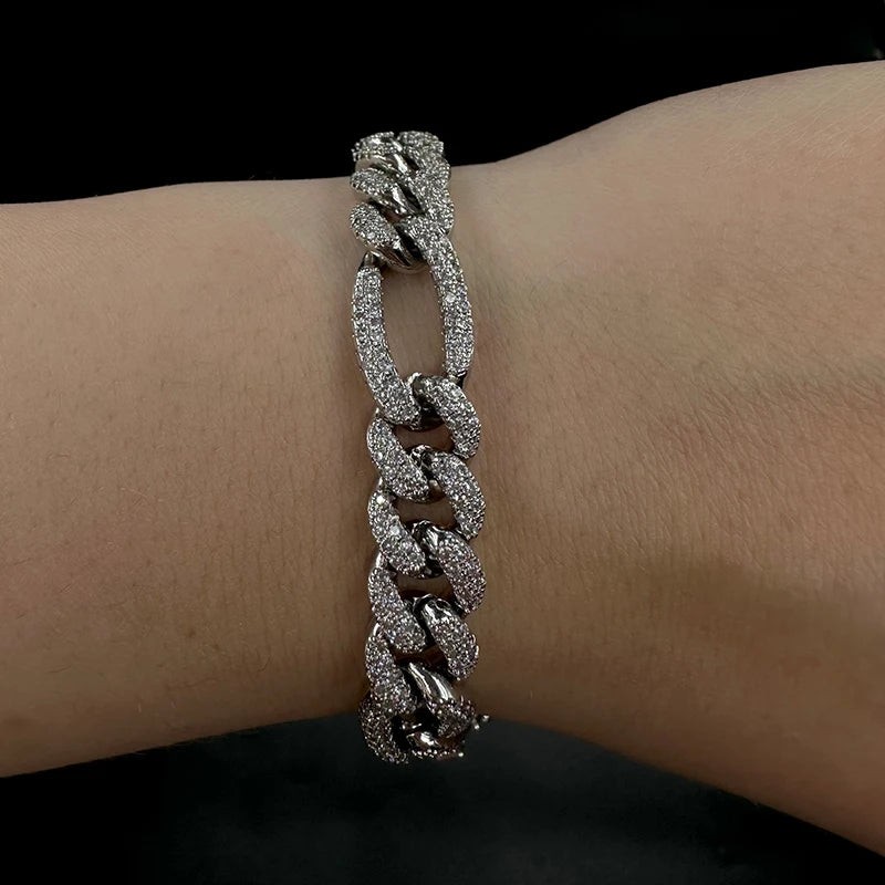 Figaro Bracelet Prong Setting - Real Gold Plated  Jewelry