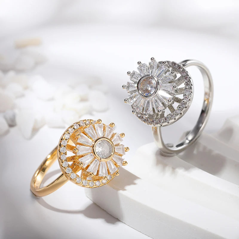 Luxury Crystal Snowflake Rings For Women