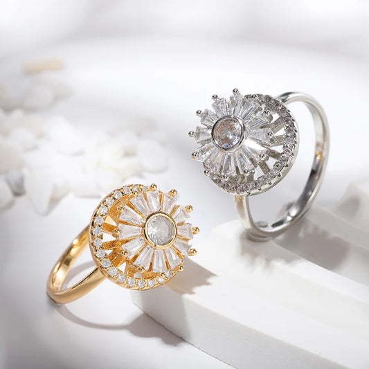 Luxury Crystal Snowflake Rings For Women
