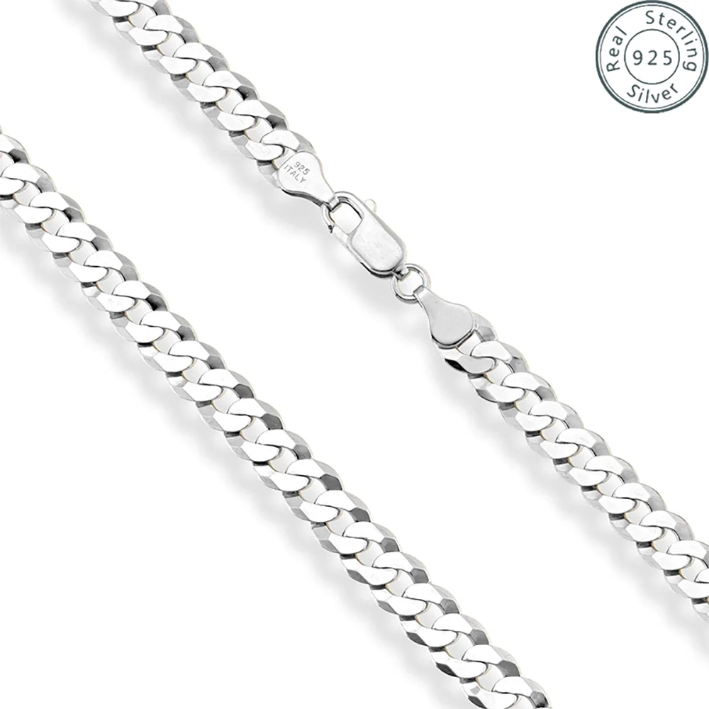 7mm Men's  Link Silver plated & brass Chain Necklace