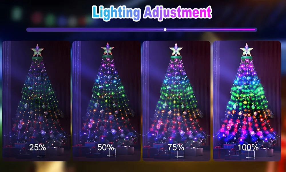 Smart WiFi APP Christmas Tree Light 400 LED Music Sync DIY Pattern Waterproof for Indoor Outdoor Christmas Tree Decoration Gift