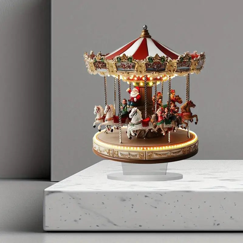 Carousel Decor - Acrylic -l Carousel Scene- Christmas Village -Christmas Merry Go Round