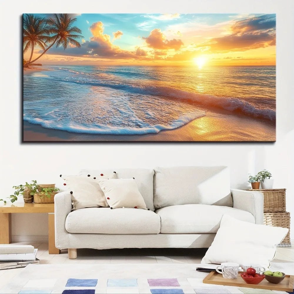 Ocean sunset - coast scenery beach painting
