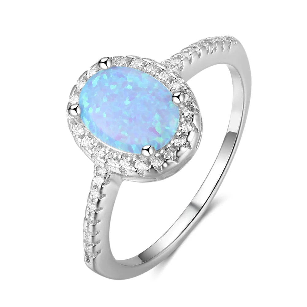 925 Sterling Silver White Opal Ring