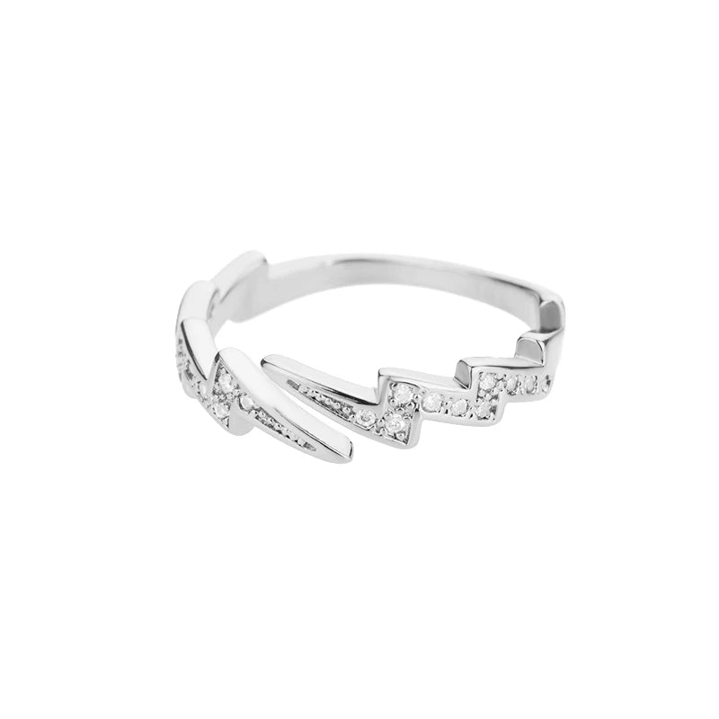 Rainbow Zircon Rings For Women Stainless Steel Gold Color - Geometric Adjustable Ring J