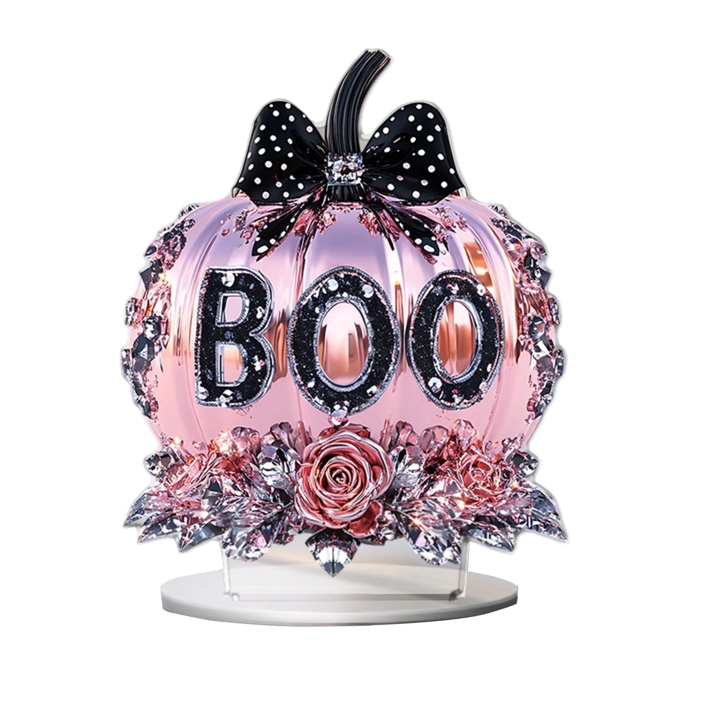 Halloween Party Decorations - Spooky Acrylic Crystal Pumpkin 2D - Flat Statue Ornament - Table Centerpiece for Home Décor