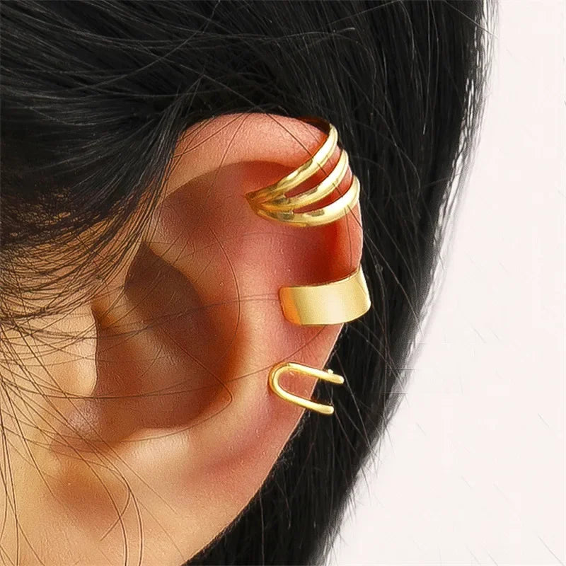 Fashion Zircon Double-layer Ear Cuff -  No Piercing Earring - Unique Metal Geometric Ear Clip for Women