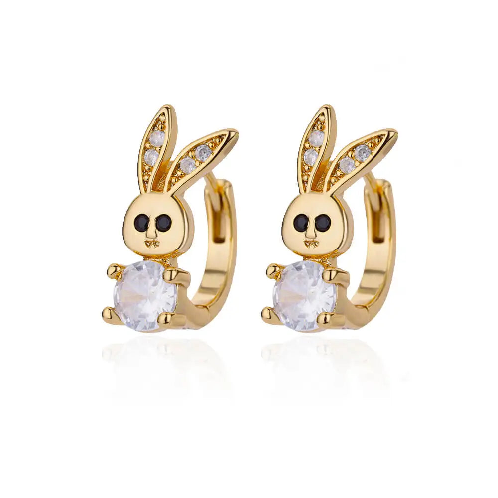 Fashion Rabbit Crystal Hoop Earrings For Women Zircon Leopard Head Owl Elephant Butterfly Earring Animal Jewelry Wedding Gift