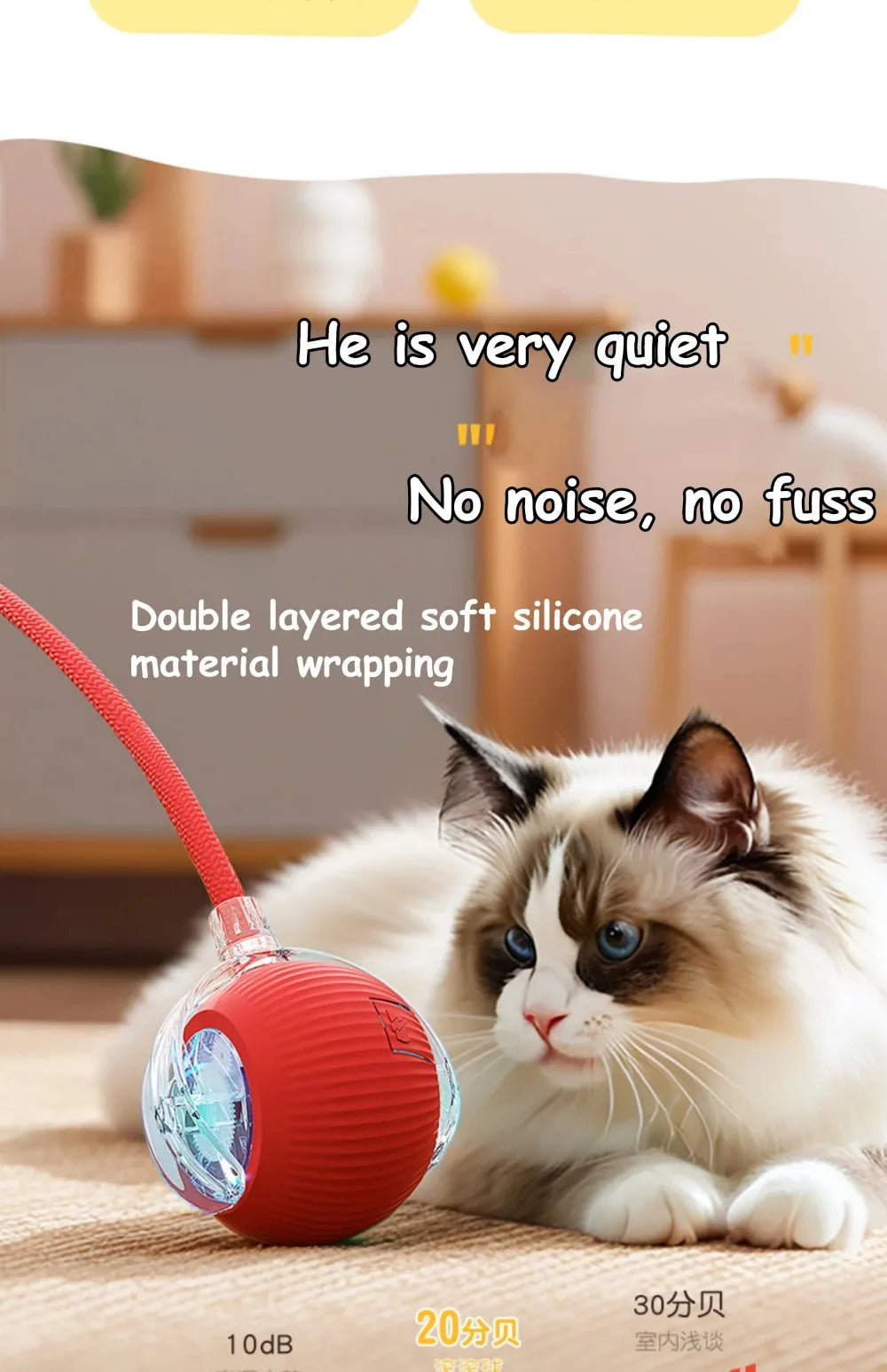 New Cat Interactive Ball Toy Automatic Rolling Ball - Faux Tail Rechargeable Smart Pet Electric Toy Dog