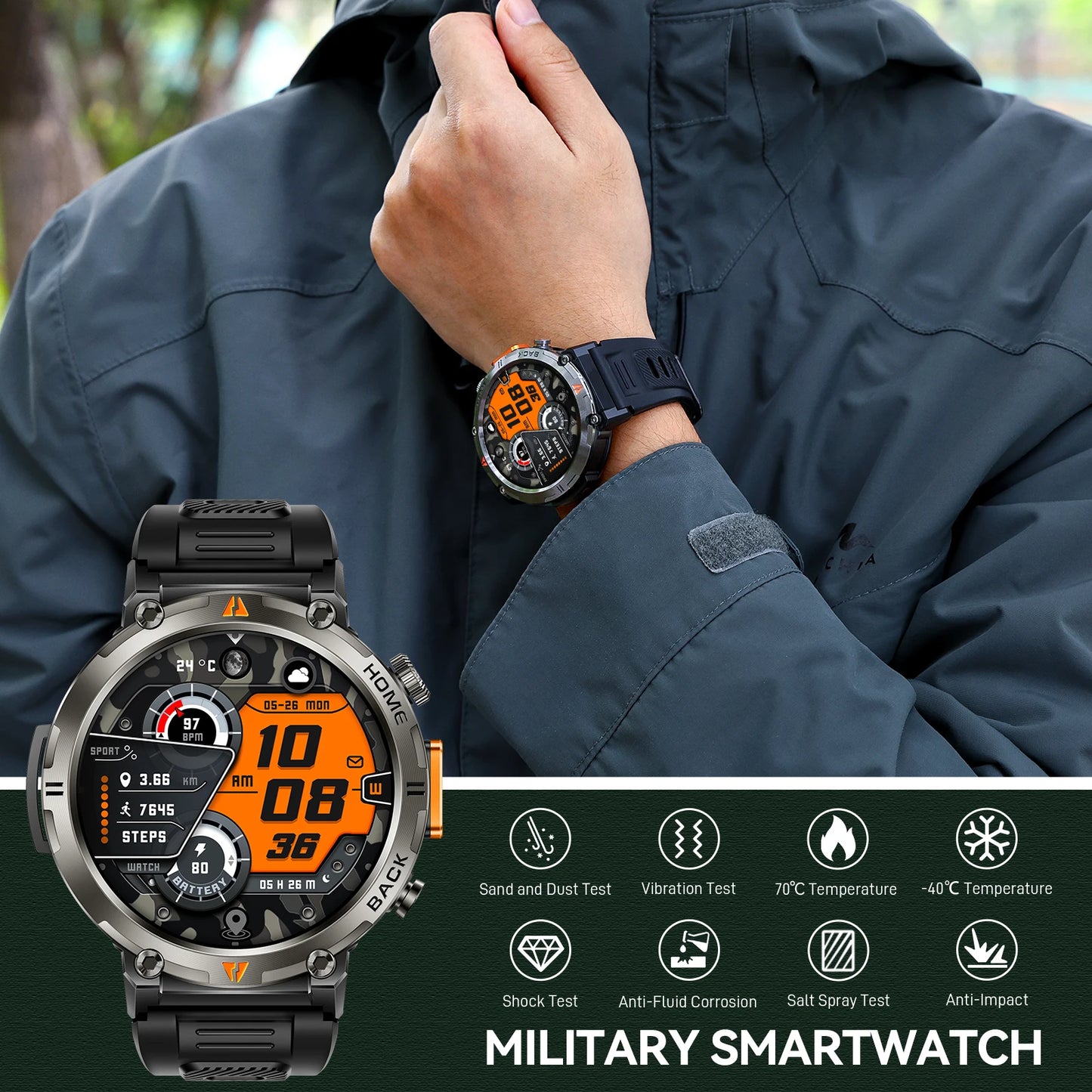 2025 New Bluetooth  smartwatch for men - Full Touch Screen With Health Monitor - Flashlight Smart watch