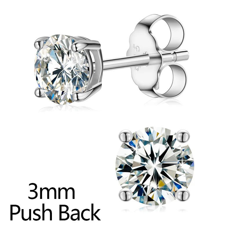 Classic Fashion Real Moissanite Stud Earrings For Women.  Sterling Silver Sparkling Engagement & Wedding Gifts
