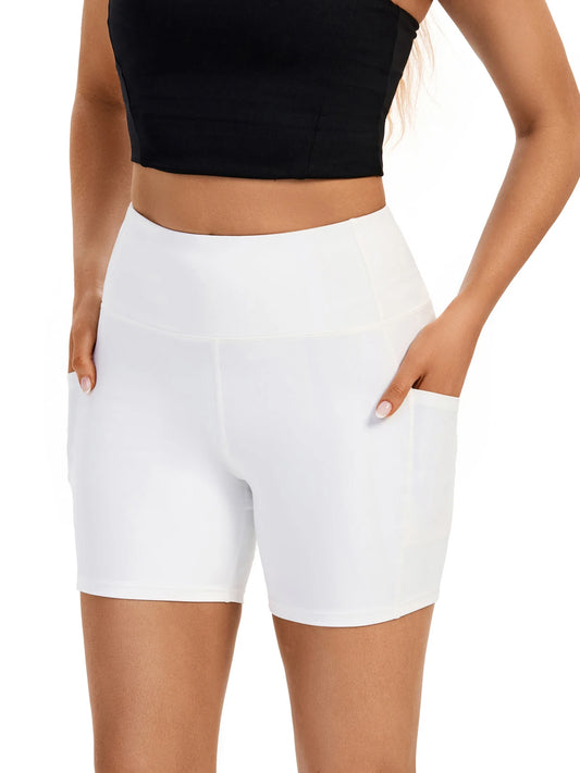 Women's S High Waist Shorts with Pocket - Gym - Yoga -
Exercise Running Spandex - Tights Sweat-Absorbent Breathable